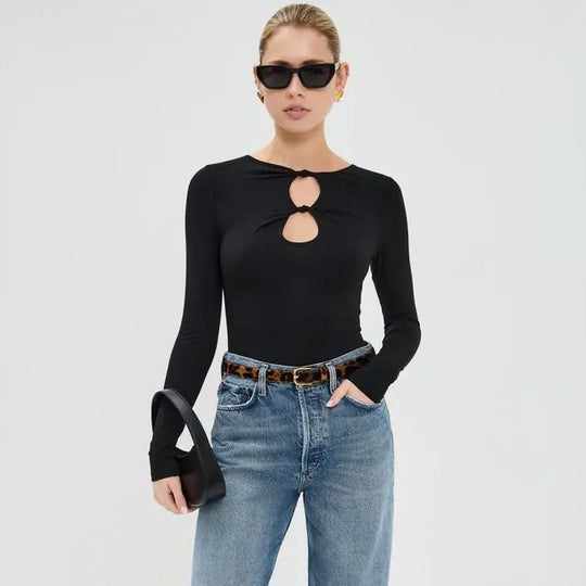 Damen Langarm Oberteil mit raffinierten Cut-Outs und eleganten Details R&B