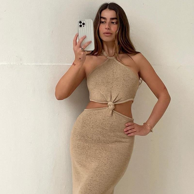 Damen Maxikleid mit cut-out Design und eleganter Knotendetail R&B