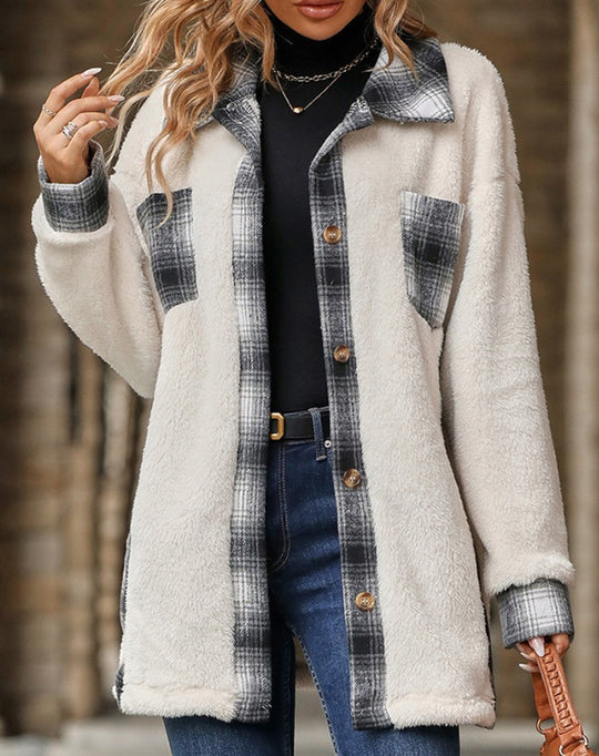Damen Fleecejacke mit Karomuster R&B