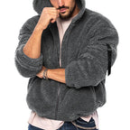 Herren kuschelige Teddyjacke mit seitlichen Reißverschlusstaschen und Kapuze R&B
