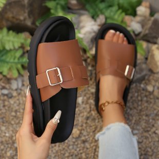 Damen Komfortable Clogs mit modischer Schnallenapplikation R&B