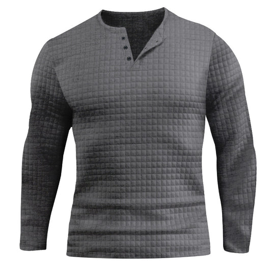 Herren Langarmshirt mit strukturiertem Design und modischem Knopfverschluss R&B