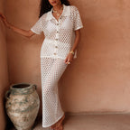 Damen Netz-Outfit mit dekorativer Knopfleiste und Elegantem Schnitt EB