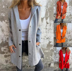 Damen nan Kapuzenmantel mit Druckknopfleiste und geradem Oversize-Schnitt R&B