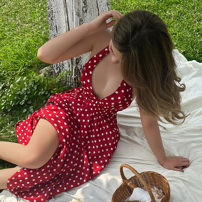 Damen Maxikleid mit Halterneck und punktemuster R&B