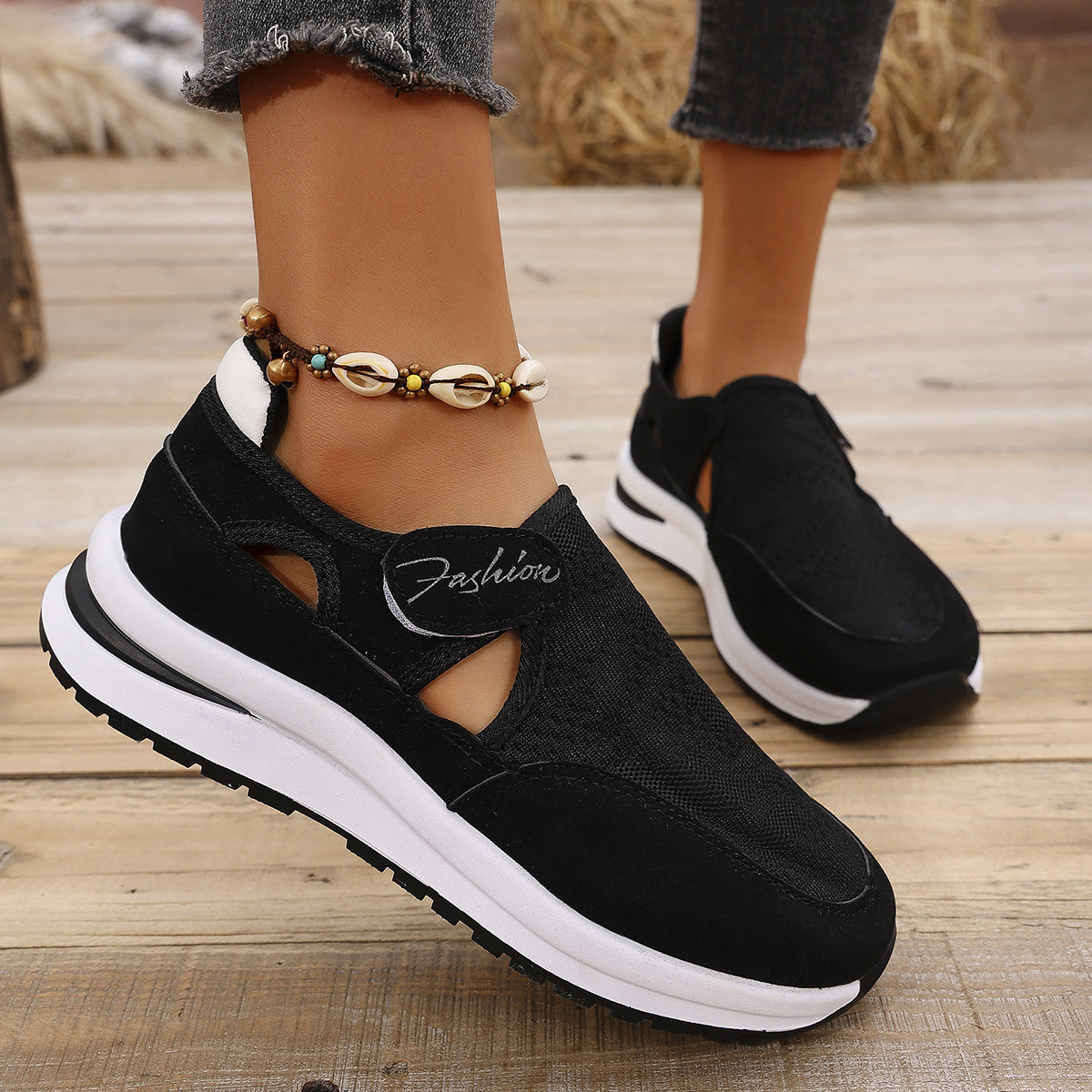 Damen Atmungsaktive Slip-On Sneakers mit flexiblem Gummizug R&B