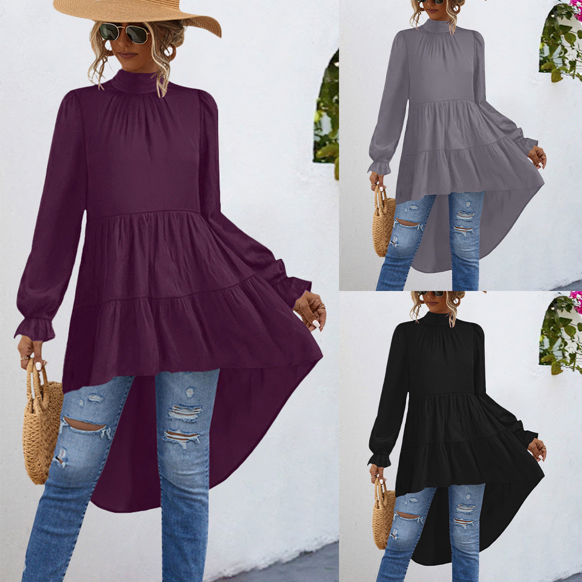Damen Tunika mit gerafftem Design und asymmetrischem Saum R&B
