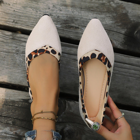Damen elegante spitze Ballerinas mit Leopardenmuster R&B
