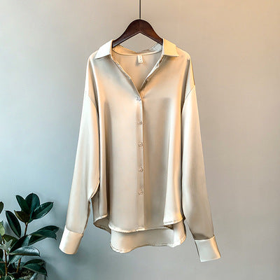 Damen Elegante Bluse aus feinem Satin mit Rüschendetails R&B