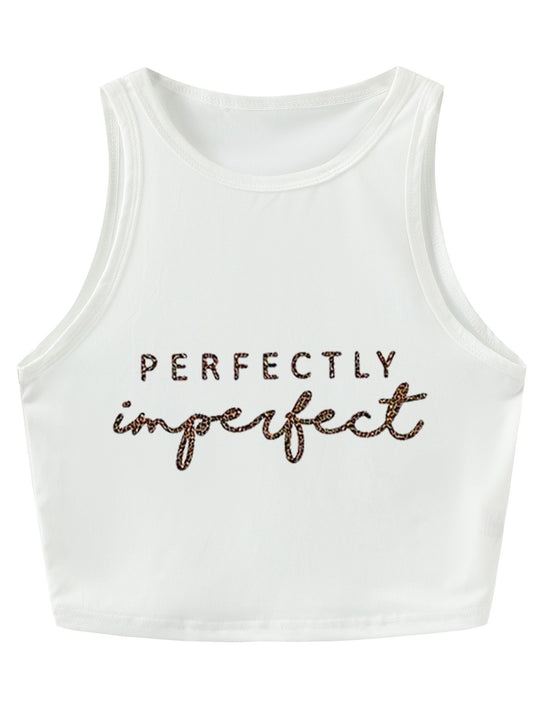 Damen Crop-Top mit auffälligem Schriftzug und körpernahem Schnitt R&B