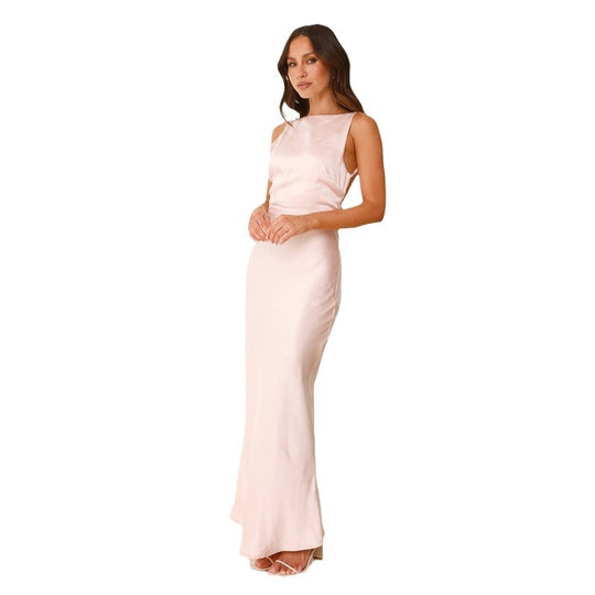 Damen Elegantes Maxikleid mit schmalem Schnitt und ärmellosem Design R&B