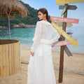 Damen elegantes transparentes Strandkleid mit Rüschen R&B