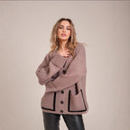 Damen Großer Strickcardigan mit dekorativen Knopfdetails und lässigem Schnitt R&B
