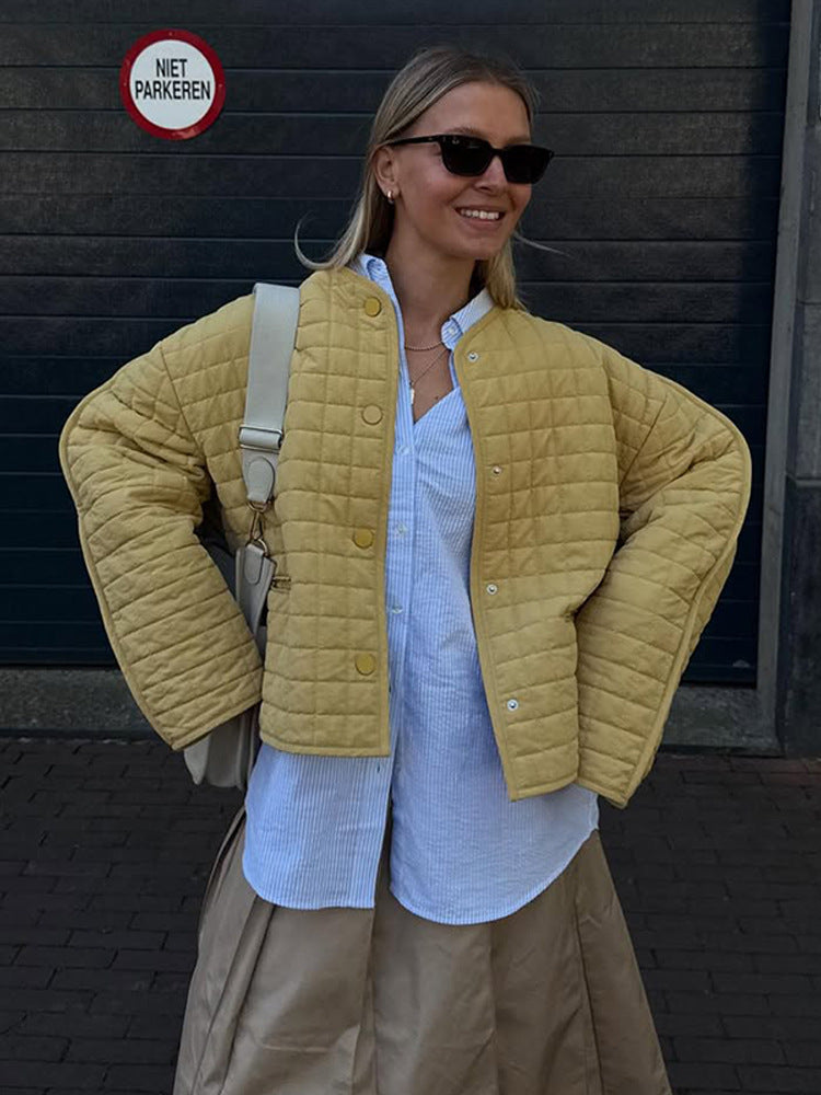 Damen gesteppte Übergangsjacke mit lässigem Schnitt und großen Taschen R&B