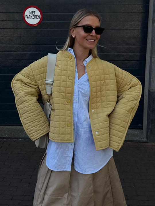Damen gesteppte Übergangsjacke mit lässigem Schnitt und großen Taschen R&B