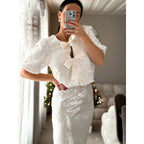 Damen Paillettenbluse mit Schleifendetails R&B