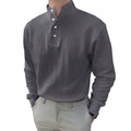 Herren Langarm-Henley-Shirt mit modernem Stehkragen und Knopfleiste R&B