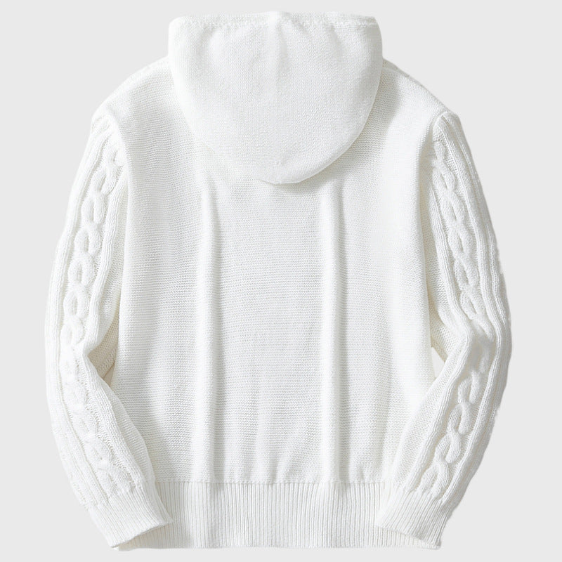 Herren Kapuzenpullover mit strukturiertem Zopfmuster und elastischem Bund R&B