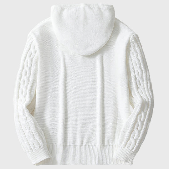 Herren Kapuzenpullover mit strukturiertem Zopfmuster und elastischem Bund R&B