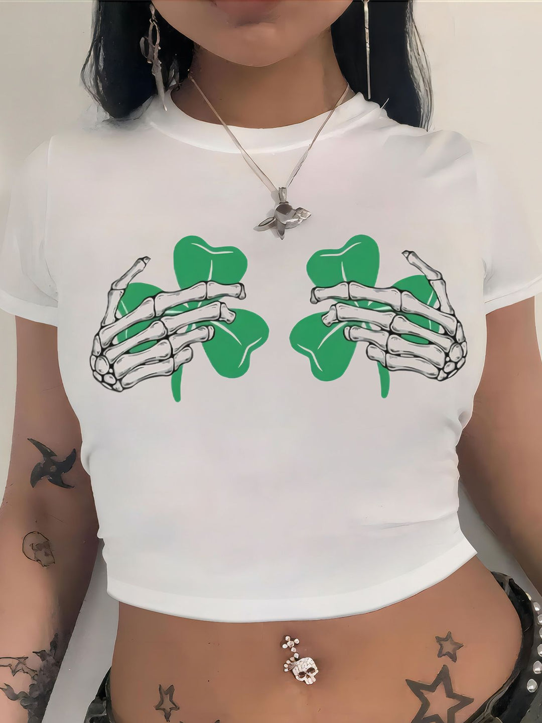 Damen Crop-T-Shirt mit fruchtigem Kirschdesign und lockerem Schnitt R&B
