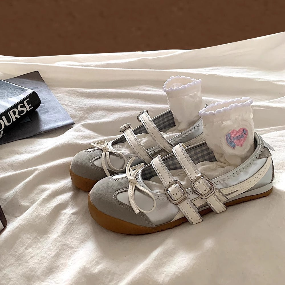 Damen Ballerinas mit modischen Riemchen und dekorativem Schleifen-Design R&B