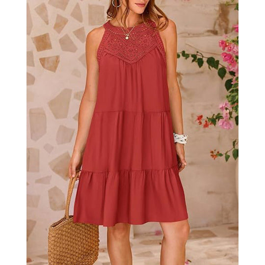 Damen Sommerkleid mit romantischen Häkel-Applikationen R&B