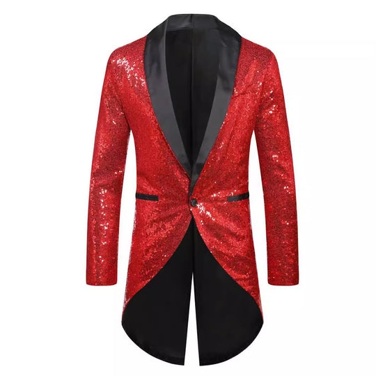 Herren Glitzernder Anzugblazer mit elegantem Schalkragen R&B