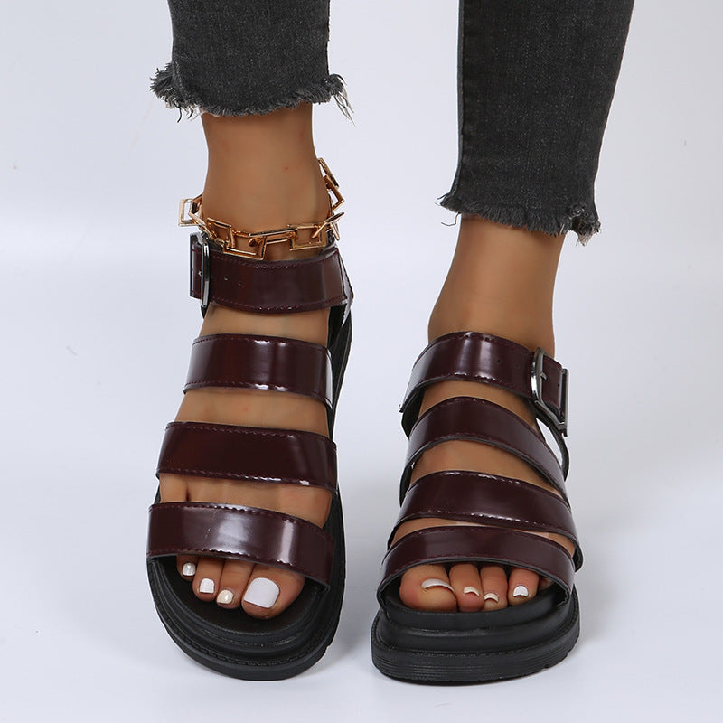 Damen bequeme Riemensandalen mit verstellbarem Schnallenverschluss R&B