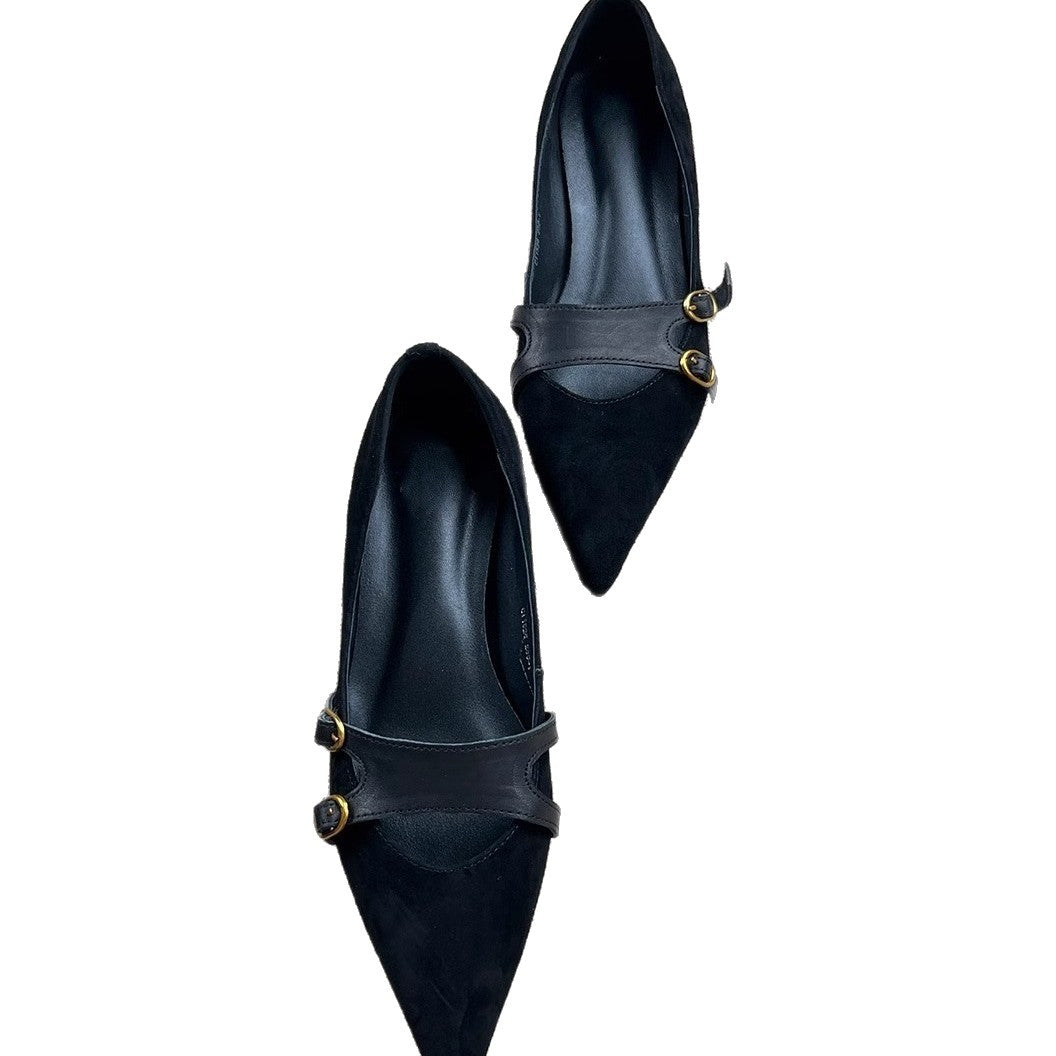 Damen Slingback-Ballerinas mit dekorativer Schnallenakzent und eleganter Lederoberfläche R&B