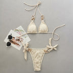 Damen Triangel-Bikini mit dekorativen Kettenakzenten