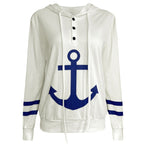 Damen Kapuzenpullover mit maritimem Anker-Design und strukturiertem Stoff R&B