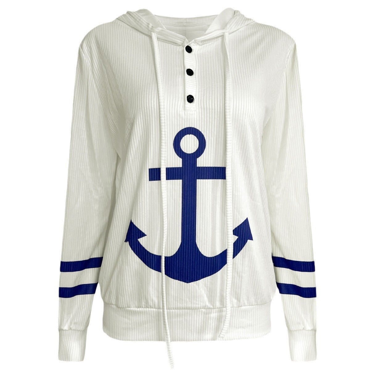 Damen Kapuzenpullover mit maritimem Anker-Design und strukturiertem Stoff R&B