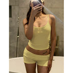 Damen Lässiges Oberteil und Shorts Set mit feinem Strukturdesign R&B