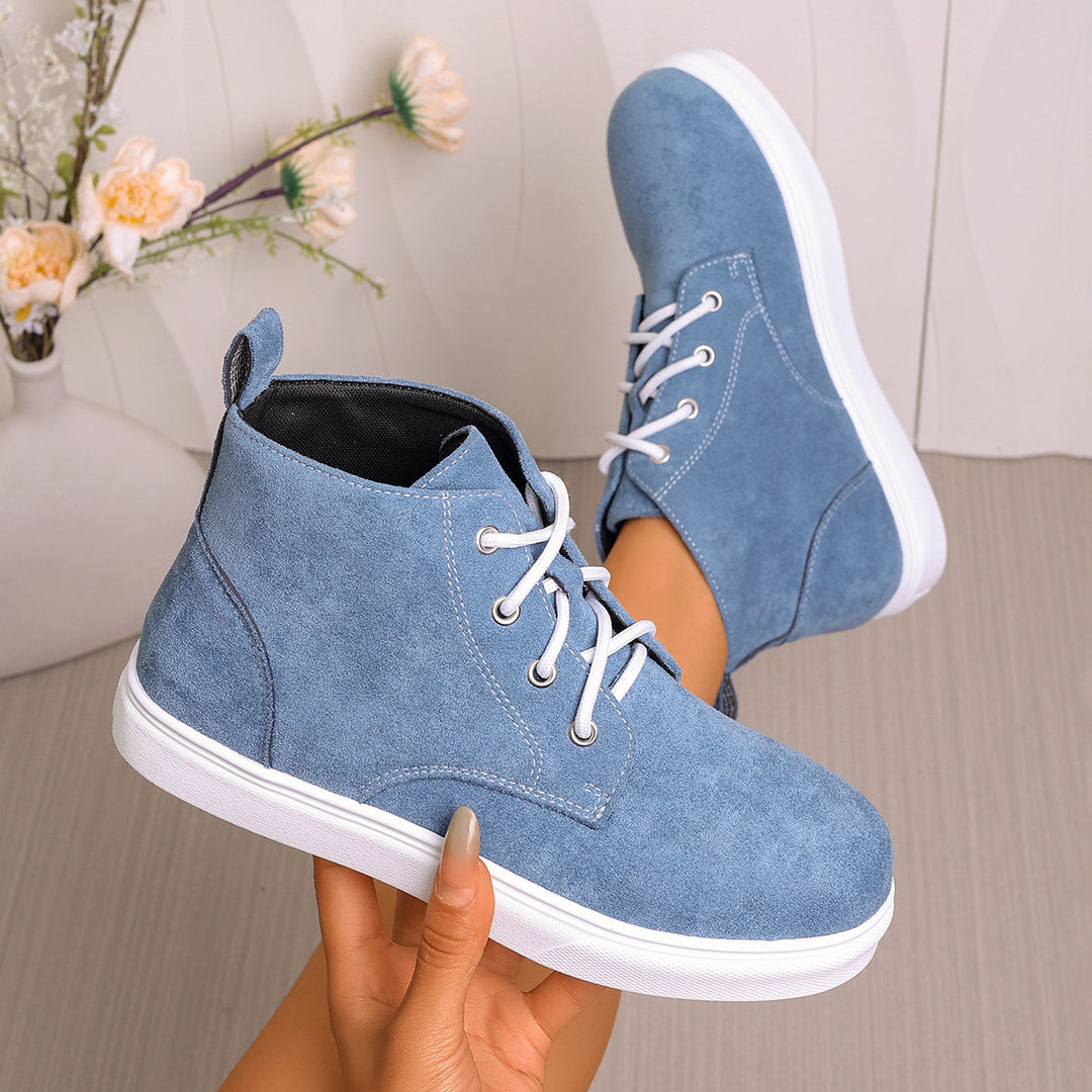 Damen Modische Schnür-Stiefeletten aus weichem Veloursleder mit rutschfester Sohle R&B