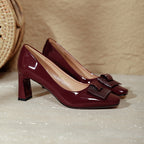 Damen elegante Blockabsatz-Pumps mit geschmackvollem Zierschleifen-Detail