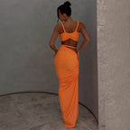 Damen Elegantes Maxikleid mit raffinierter Wickeloptik und verführerischen Details R&B