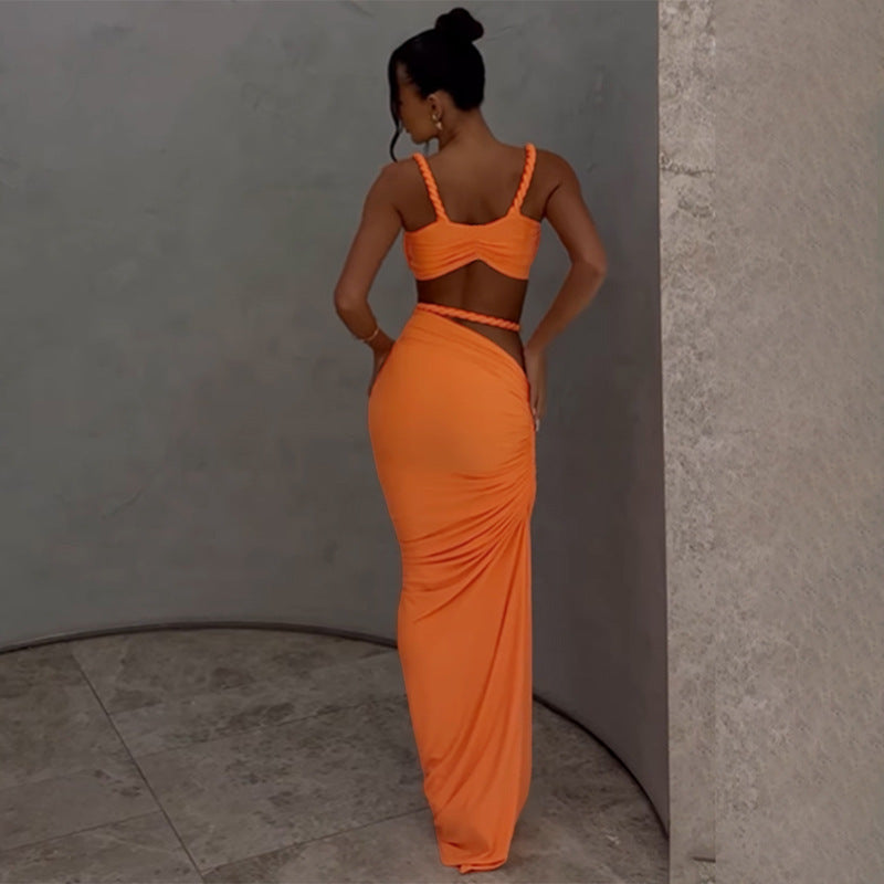 Damen Elegantes Maxikleid mit raffinierter Wickeloptik und verführerischen Details R&B