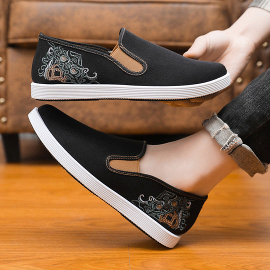 Damen modische Stoffslipper mit elegantem Stickmuster R&B