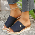 Damen Wedge-Sandalen mit eleganter Textil-Oberfläche und komfortabler Fußbettgestaltung R&B