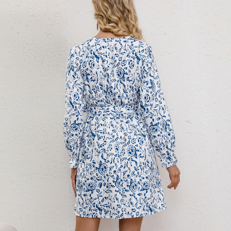 Damen Wickelkleid mit floralem Muster und eleganten Ärmeln R&B