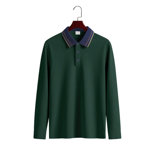 Herren Langarm Poloshirt mit raffiniertem Kragen und modischen Akzenten R&B