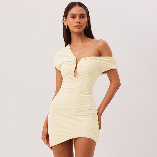Damen Kokonkleid mit asymmetrischem Ausschnitt und Raffungen R&B