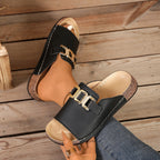 Damen elegante Clogs mit modischer Schnallenapplikation und anatomischem Fußbett R&B