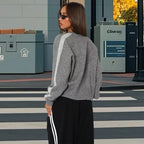Damen sportlicher Strickpullover mit modischem Streifenmuster R&B