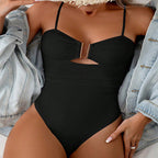 Damen Einteiliger Badeanzug mit eleganten Cut-Out-Design und modischem Verschluss R&B