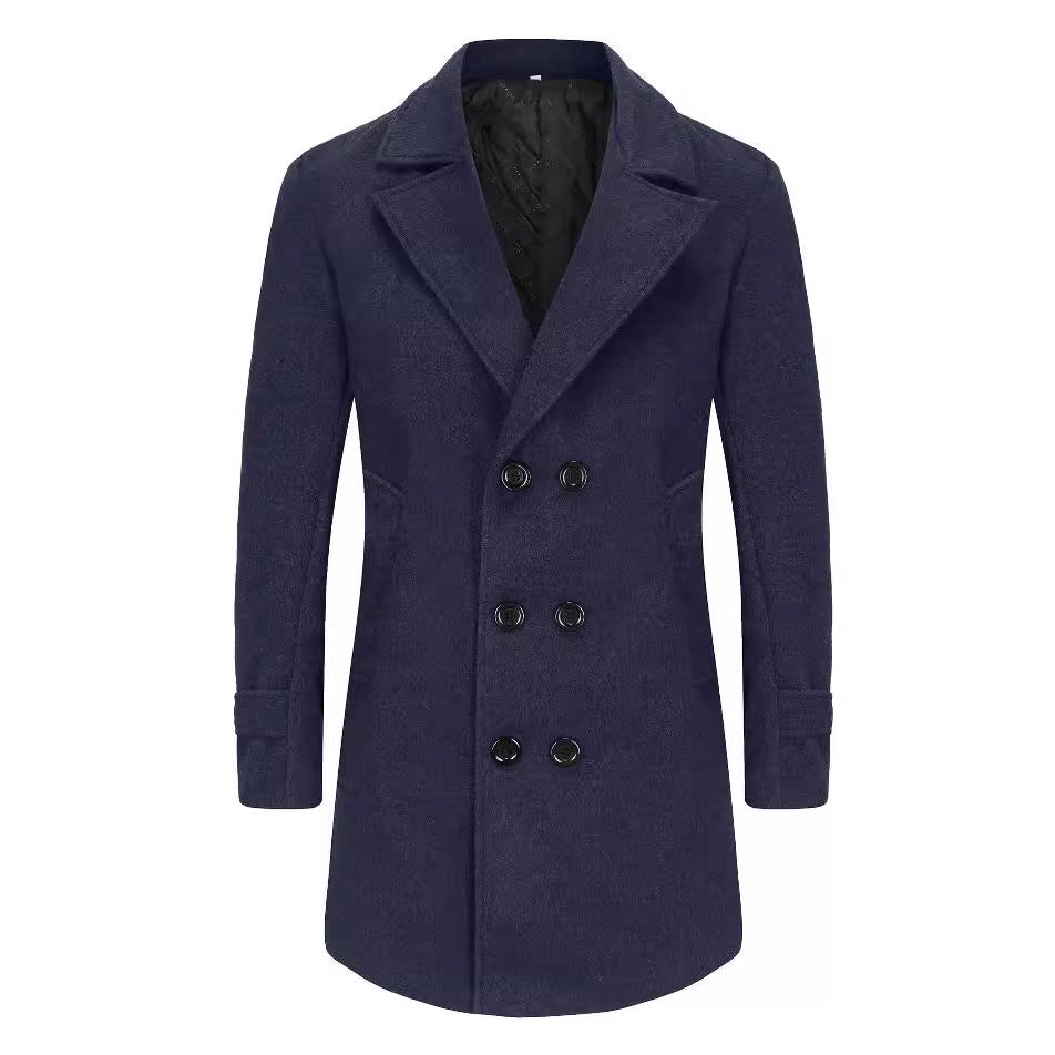 Herren stilvoller und eleganter Übercoat mit doppelter Knopfreihe R&B