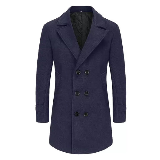 Herren stilvoller und eleganter Übercoat mit doppelter Knopfreihe R&B