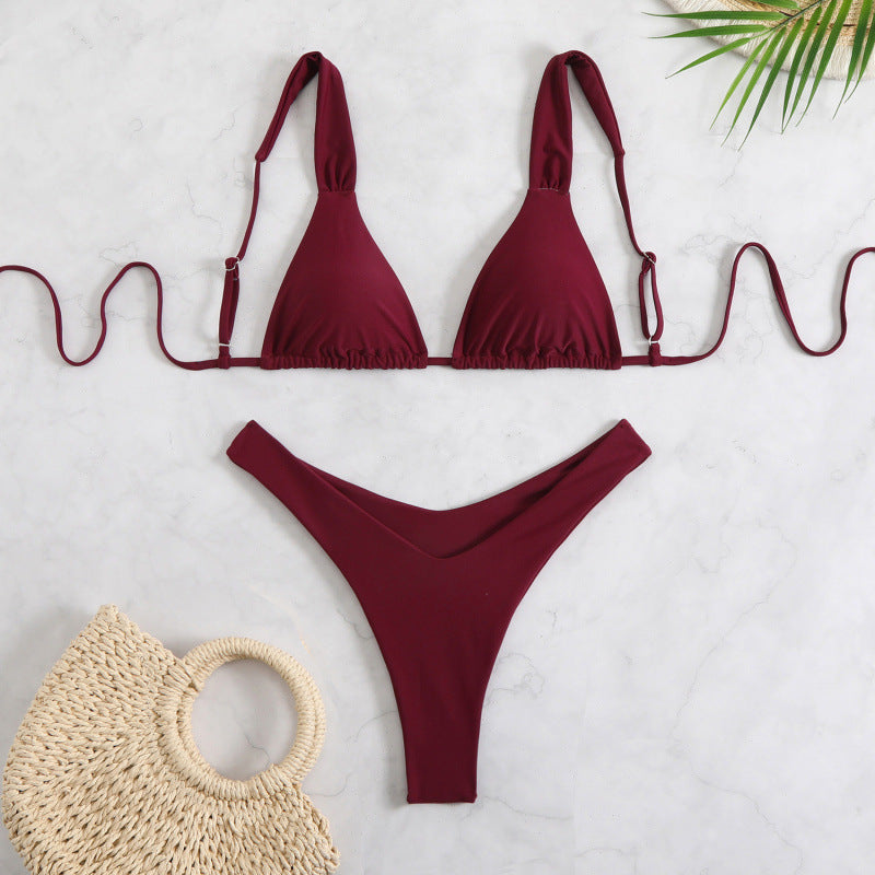 Damen Triangelbikini mit verstellbaren Trägern und hohem Beinausschnitt R&B