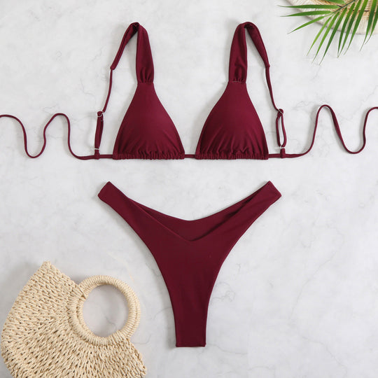 Damen Triangelbikini mit verstellbaren Trägern und hohem Beinausschnitt R&B