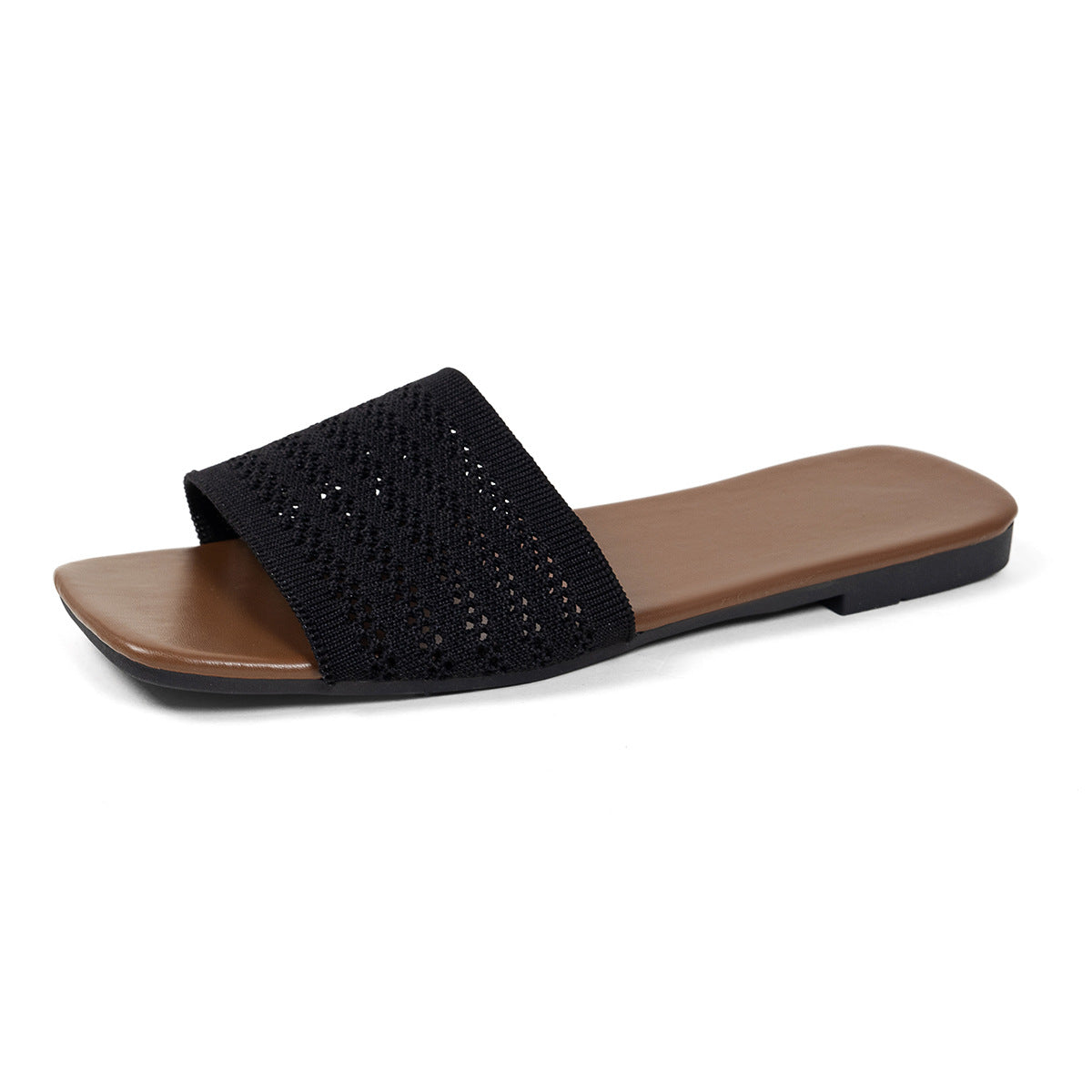 Damen elegante Slip-On Sandalen mit breitem, gehäkeltem Riemen R&B